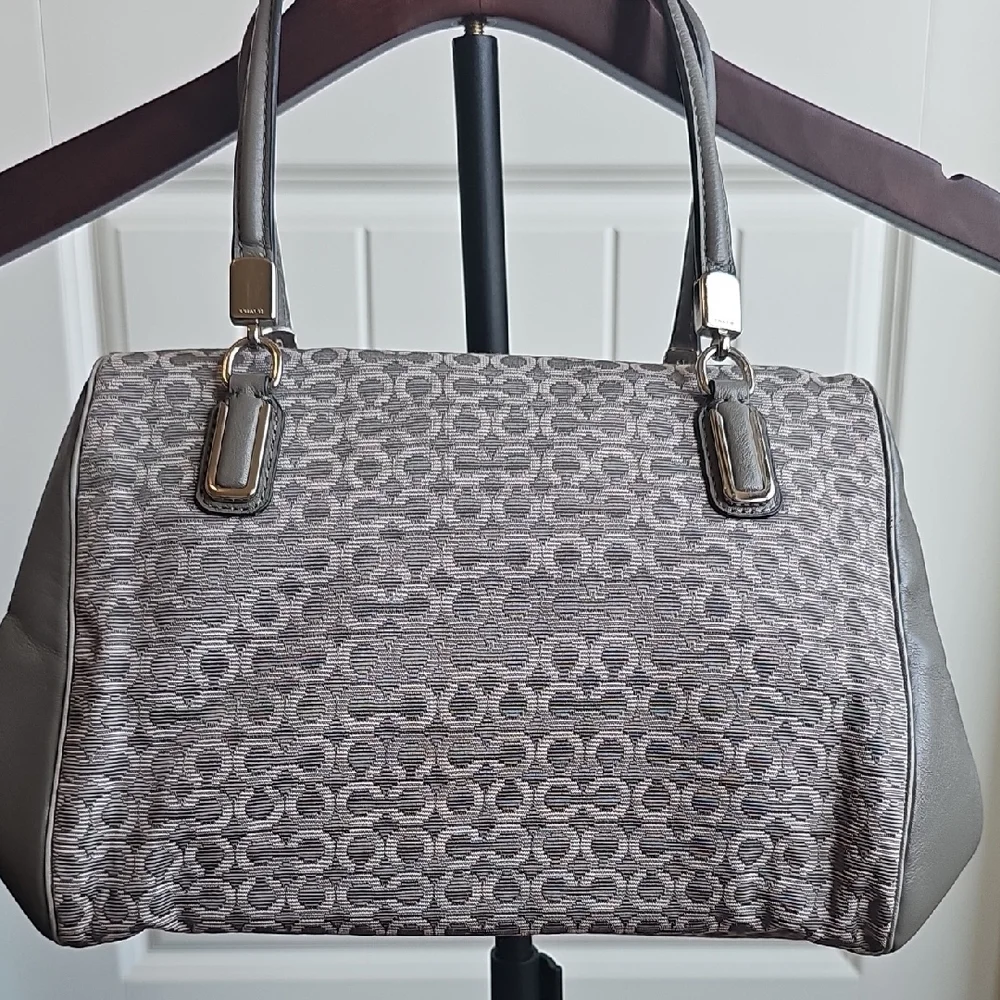 COACH NWOT 2013 Gray Signature Logo Jacquard & Leather MADELINE Crossbody Bag